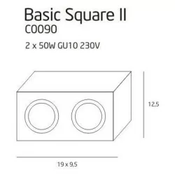 MAXlight BASIC SQUARE II Plafon GU10 C0088, C0089, C0090 biały, czarny, aluminium