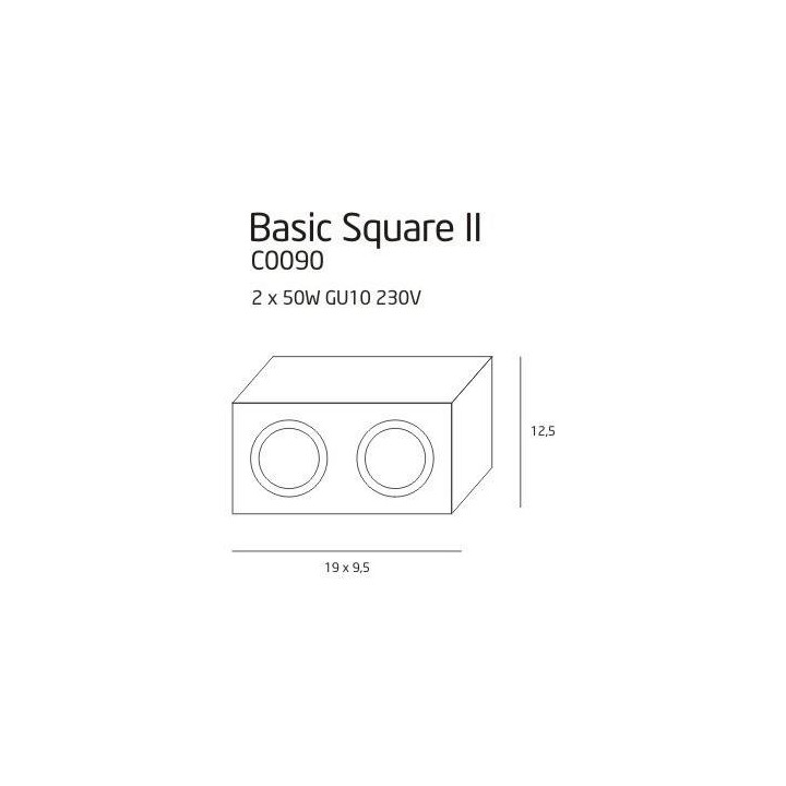 MAXlight BASIC SQUARE II Plafon GU10 C0088, C0089, C0090 biały, czarny, aluminium