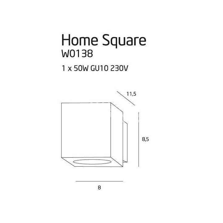 MAXlight Kinkiet HOME SQURE W0083, W0082, W0138, GU10 biały, czarny, aluminium
