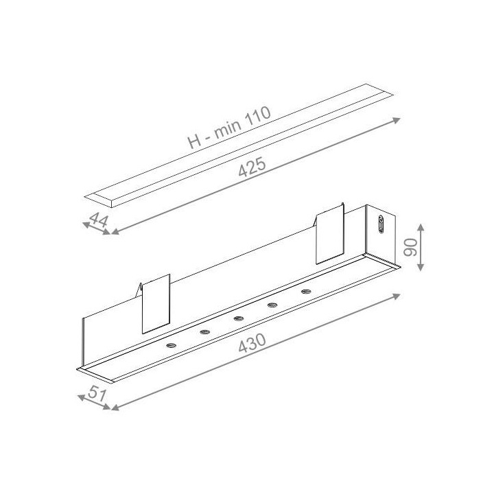 AQFORM LENS LINE LED wpuszczany 43cm 30173