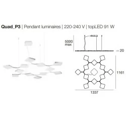 MA&DE QUAD P3 8112, 8113 pendant lamp white, black 91W