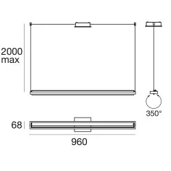 MA&DE TABLET P1 8475, 8476 wisząca biała, czarna LED 18W