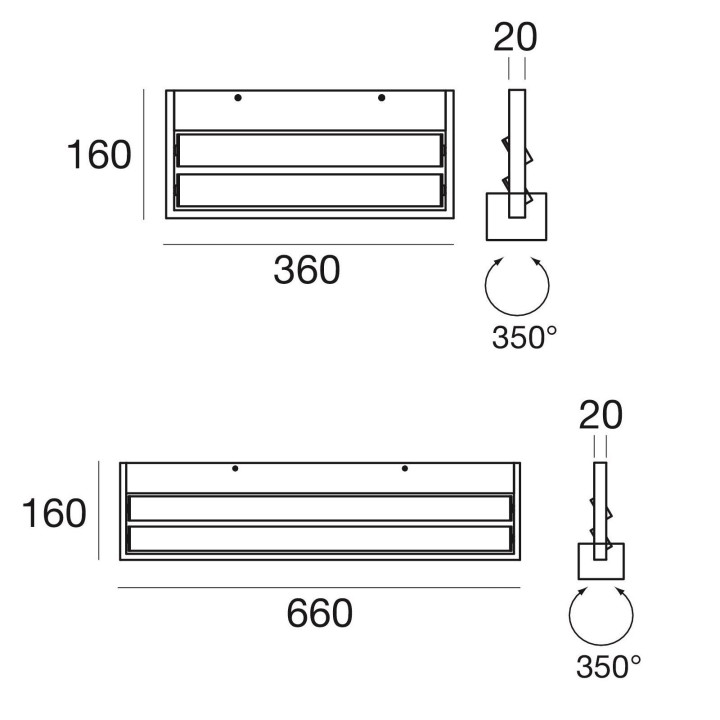 STILNOVO TABLET W2 7606, 7607, 7613, 7614 kinkiet LED 36cm, 66cm