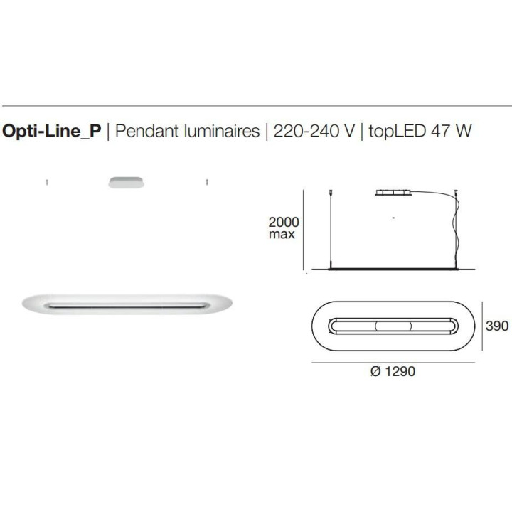 Pendant LED lamp STILNOVO Opti-Line 8037, 8038, 8490, 8491 white, alu