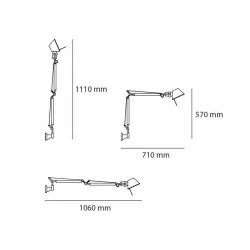 Artemide Tolomeo Parete MINI LED 12W aluminium wall light