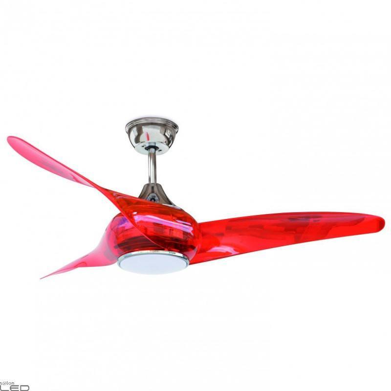 Ceiling Fan Exo Cefiro Led 18w 3000k Cherry Wood Red Transparent