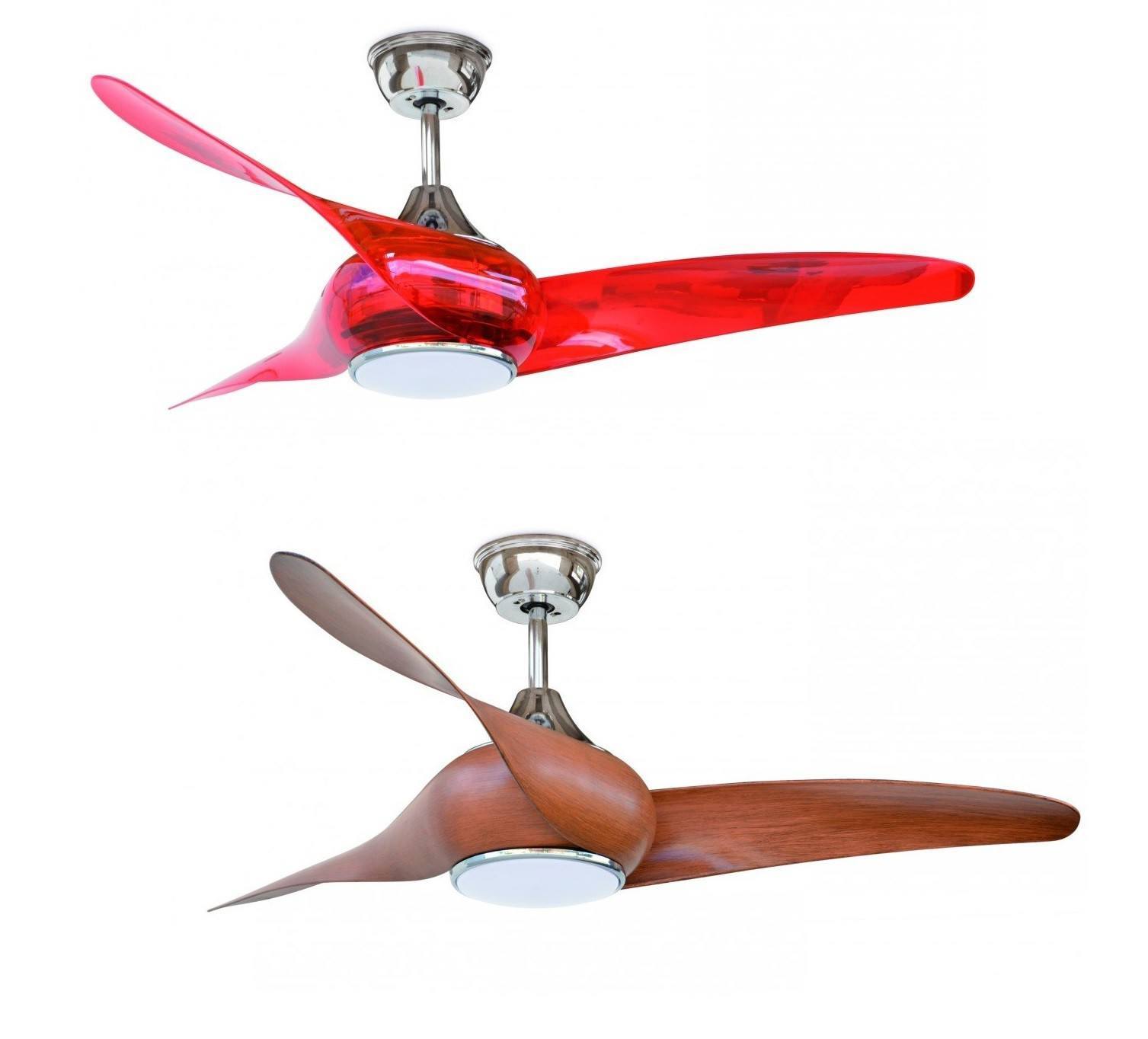 Ceiling Fan Exo Cefiro Led 18w 3000k Cherry Wood Red Transparent
