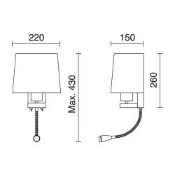 Wall lamp EXO FIRENZE E27 + LED 3W satin nickel