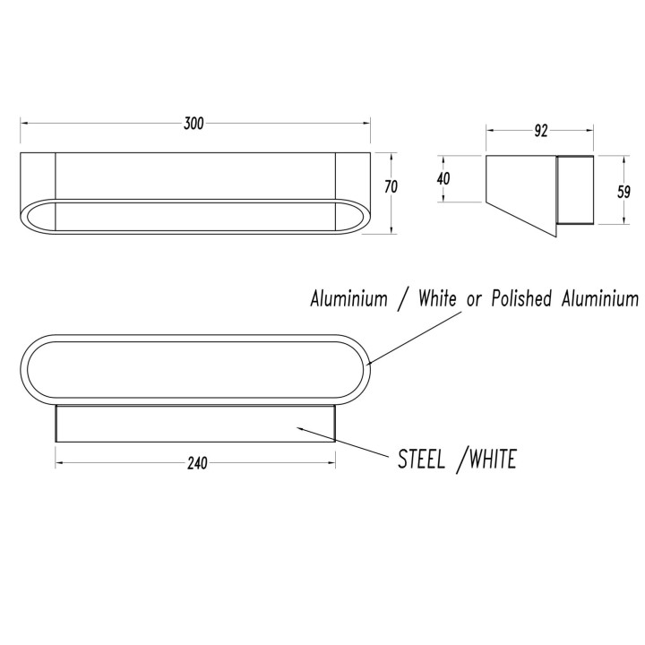 LEDS-C4 OVAL wall lamp LED 30cm white