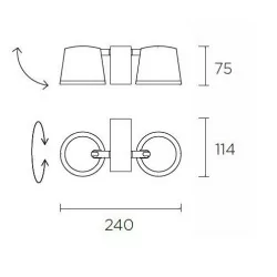 LEDS-C4 DRONE 05-5307 LED lamp wall or ceiling 2x7W