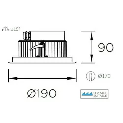 LEDS-C4 GEA POWER LED 18W downlight recessed outdoor IP66