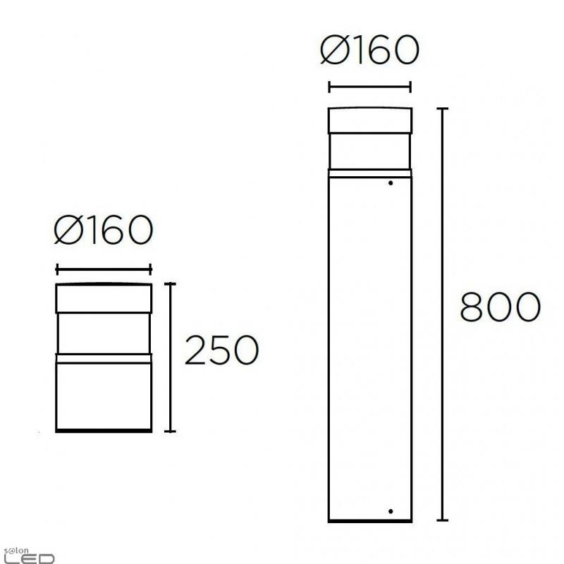 LEDSC4 NEWTON LED 13W bollard 25cm, 80cm urban grey 3000K 1205lm