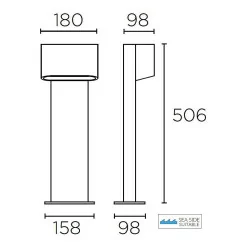 LEDS-C4 DIAGO 55-9873-Z5-CL bollard lamp LED 5W IP65 50cm