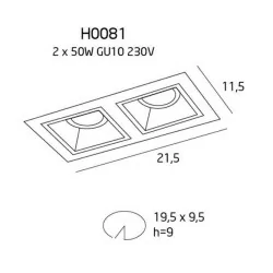 Maxlight HIT II  H0081 oprawa podtynkowa 2x50W GU10