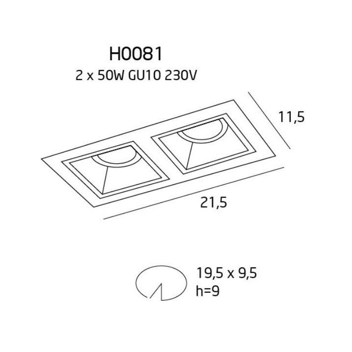 Maxlight HIT II  H0081 2x50W GU10 recessed lamp