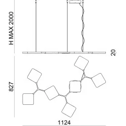 STILNOVO QUAD 8520, 8521 lampa wisząca LED 42W biała, czarna 3000K
