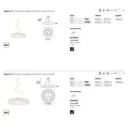 STILNOVO SATURN 7650, 7652 large white LED pendant 75cm or 115cm DALI