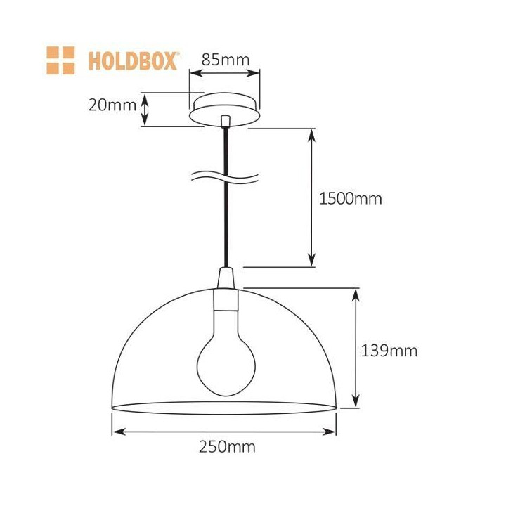 HOLDBOX PARMA E27 biała, czarno-złota