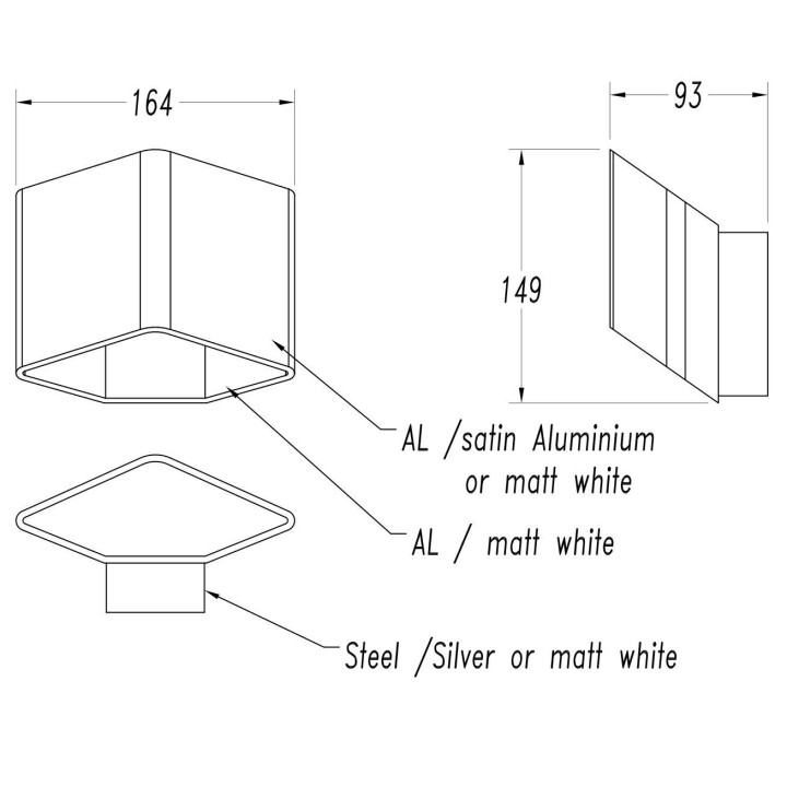 LEDS-C4 JET 05-3980 wall light 7,5W white, alu brushed