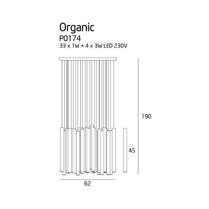 Maxlight ORGANIC COPPER LED 33x1W + 4x3W P0172, P0174 miedź, chrom