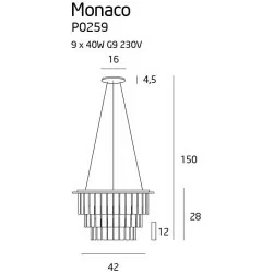 MAXlight MONACO lampa wisząca złota, chrom