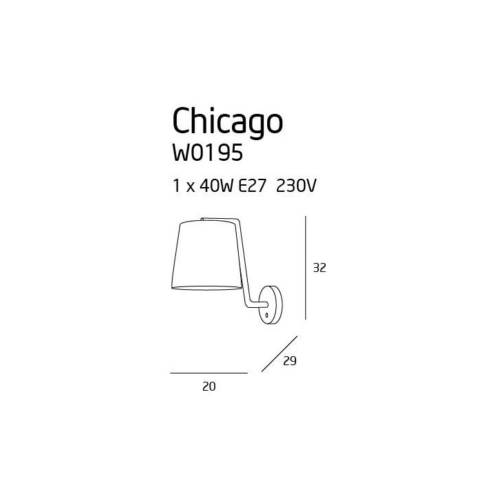 MAXlight CHICAGO W194, W195 wybierz kinkiet z abażurem