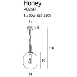 Maxlight HONEY Smoky, Amber Hanging lamp