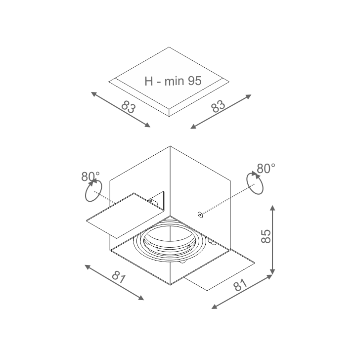 AQFORM SQUARES 50x1 trimless wpuszczany 12V 35511-0000-T8-PH