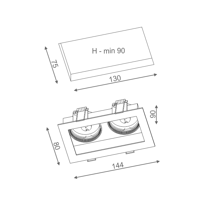 AQFORM MINISQUARE x2 wpuszczany 30212-0000-T8-PH