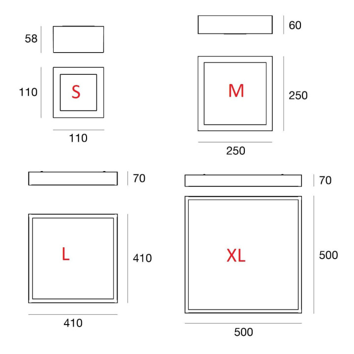 LINEA LIGHT BOX SQ 8227/9 biały plafon LED 11cm, 25cm, 41cm, 50cm