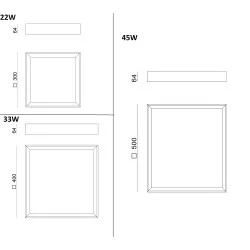 LINEA LIGHT TARA Q 8325/6/7/8 plafon LED 30, 40, 50cm biały kwadrat