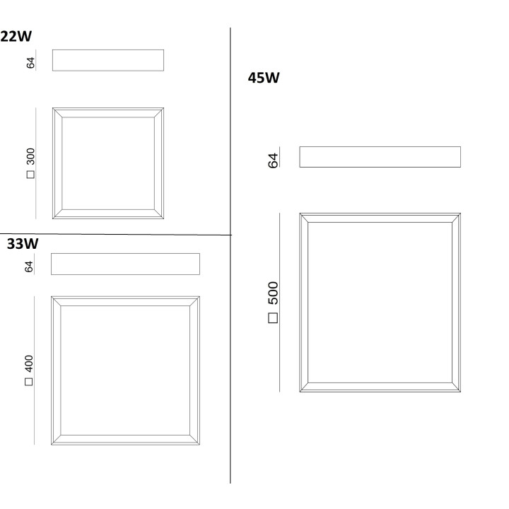LINEA LIGHT TARA Q 8325/6/7/8 plafon LED 30, 40, 50cm biały kwadrat