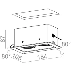 AQFORM SQUARES 50x2 230V wpuszczany 36812-0000-U8-PH