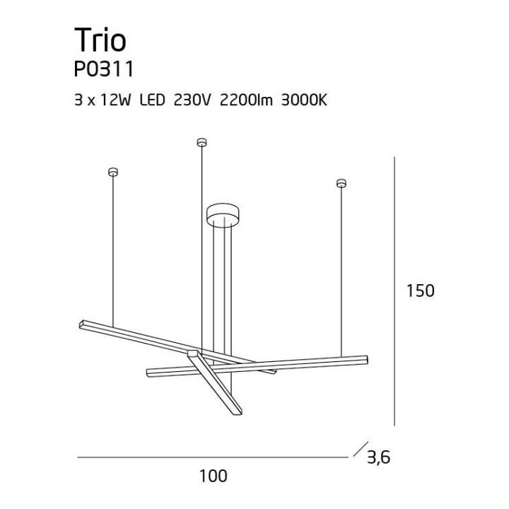 MAXlight TRIO 3 P0311 Lampa wisząca LED