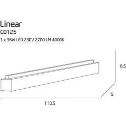 MAXlight LINEAR C0125, C0175 36W LED ceiling lamp