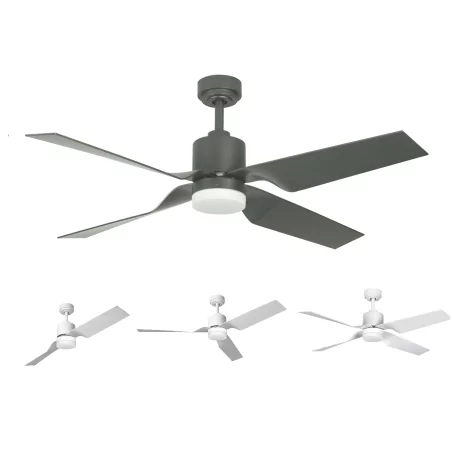 Ceiling fan TAU II white, natural iron LED 18W