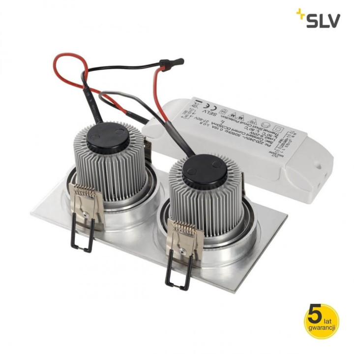 SLV New Tria 155 LED 14W podw&oacute;jna biała, szara