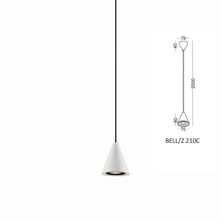 Lampa wisząca LED ELKIM BELL/Z 210C biała, czarna