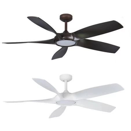 Ceiling fan FANTASIA Sirocco white, brown LED lighting