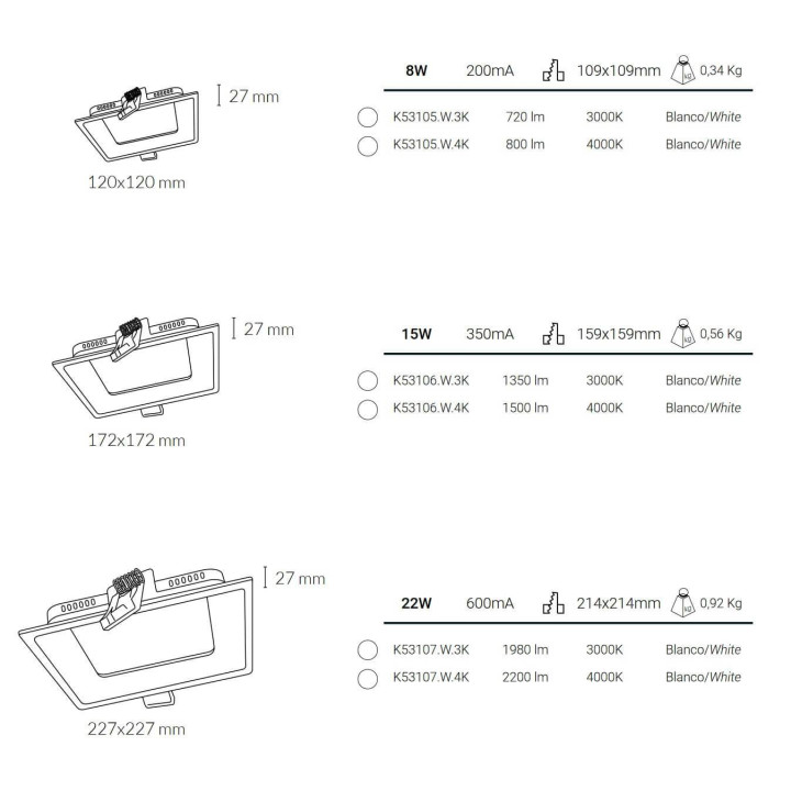 Kohl Miranda K53105 oprawa wpuszczana LED kwadrat