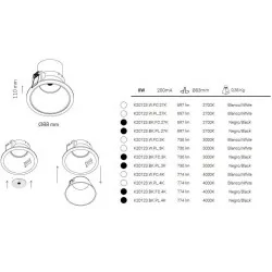 Downlight PREMIUM K20123 recessed round black white IP44