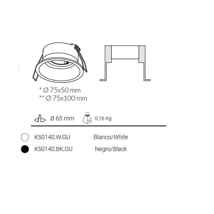 Kohl SUN K50140 oprawa GU10 biała, czarna