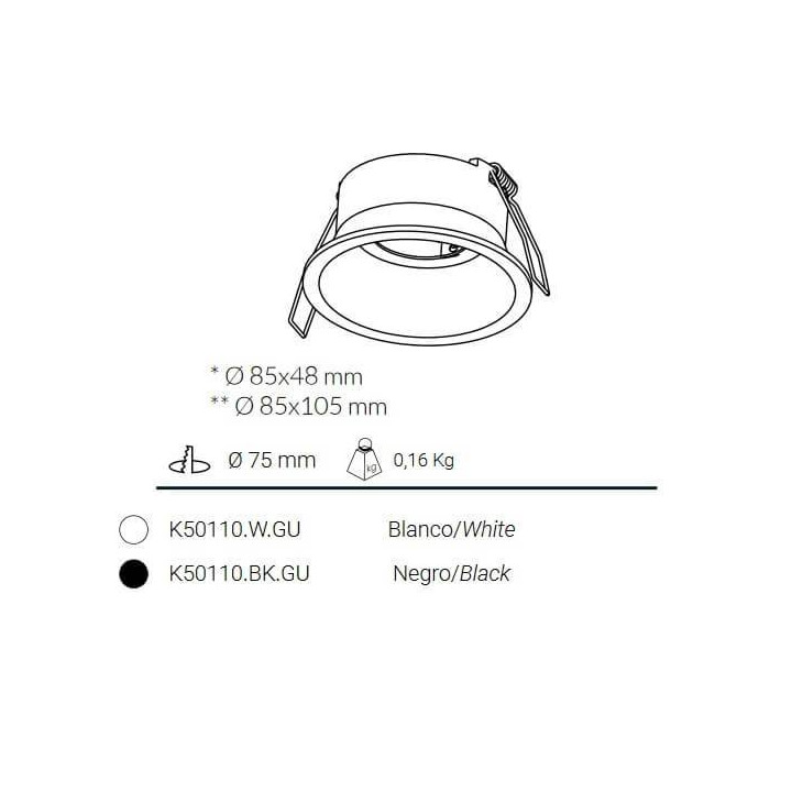 Kohl Moon K50110 recessed white, black