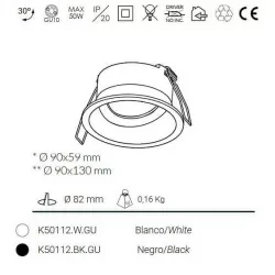 Kohl Ozone K50112 ruchoma oprawa GU10 biała, czarna