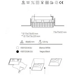 Kohl SAT SQUARE K50125  recessed gypsum white, black