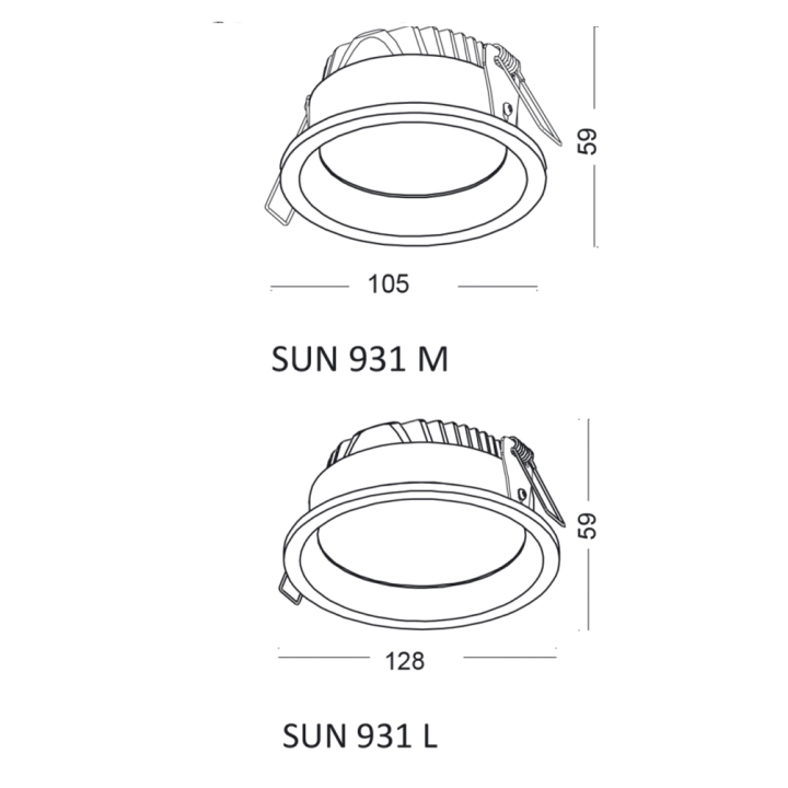 ELKIM SUN 931 M   recessed lamp white, black gold