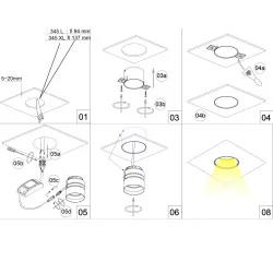 ELKIM SUN 931 L   recessed lamp white, black gold