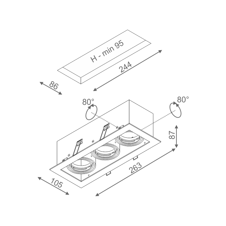 AQFORM SQUARES 50x3 230V wpuszczany 36813-0000-U8-PH 3xGU10