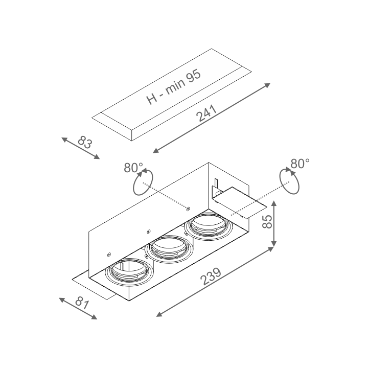 Oprawa AQUAFORM SQUARES 50x3 BEZ RAMKI 230V 37013