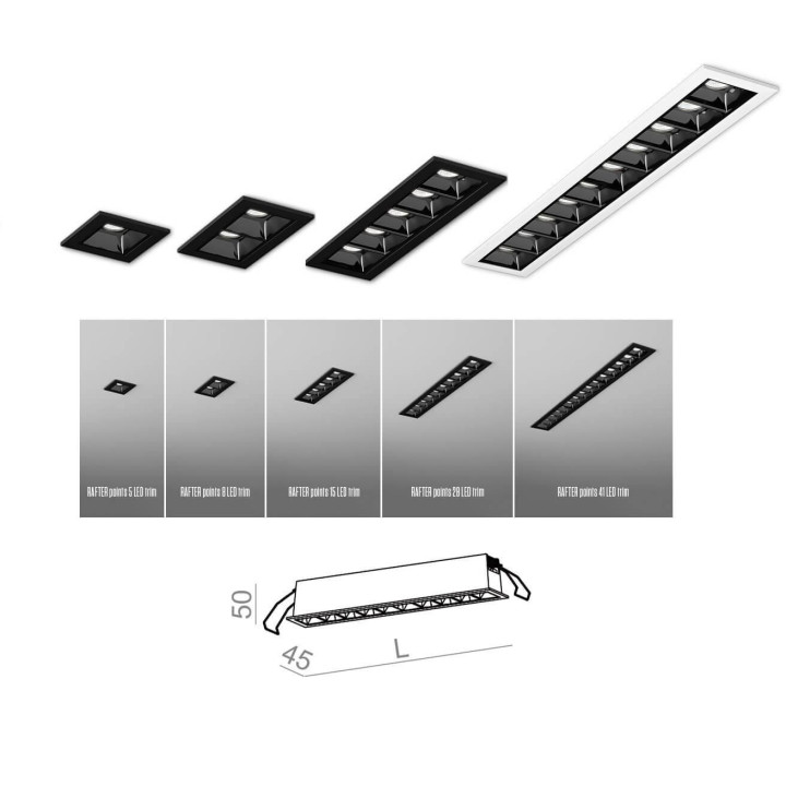 AQFORM RAFTER points LED trim wpuszczany 5cm-41cm
